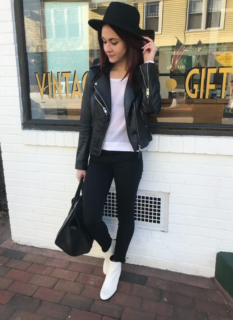 Leather Jacket and White Boots