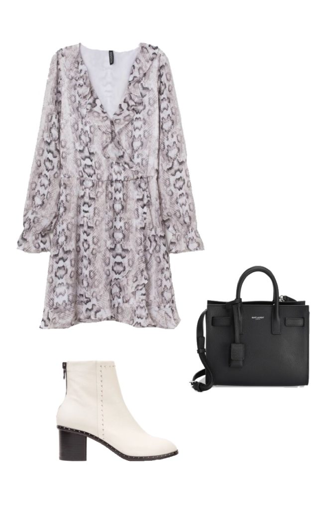 transitional outfit snakeskin print dress
