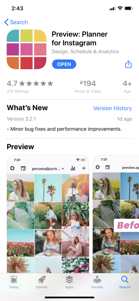 preview iPhone app instagram feed