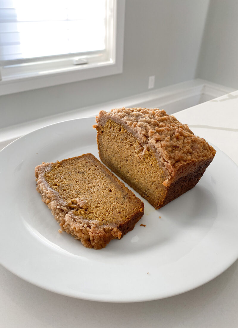 pumpkin banana bread andsimplethings counter white plate