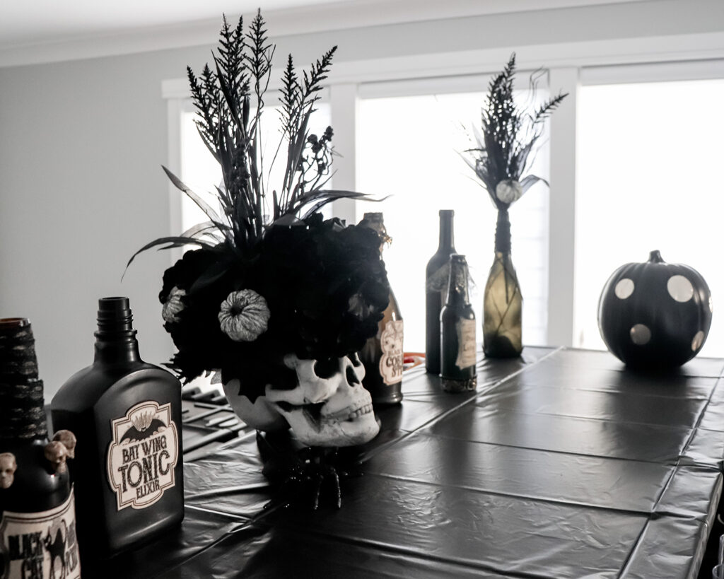 halloween party skull bottles
